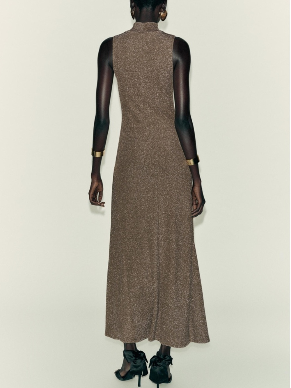 ZARA Metallic Thread Sleeveless Maxi Dress - Picture 4 of 8